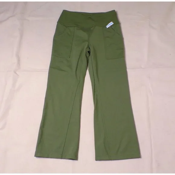 Zella Studio Lite Pocket Kick Flare Crop Leggings Green Small 4-6 NEW - Picture 2 of 8